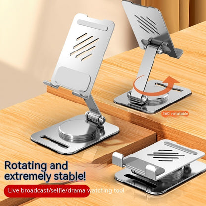 360 Metal Desk Stand: Adjustable 360° Rotating Holder for Phones & Tablets