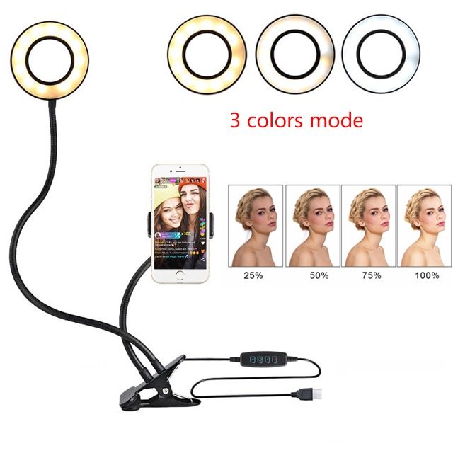 LED Selfie Ring Light with Adjustable 8cm Stand for Perfect Makeup and Live Streaming