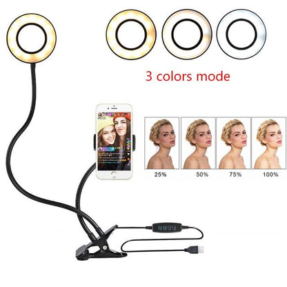 LED Selfie Ring Light with Adjustable 8cm Stand for Perfect Makeup and Live Streaming