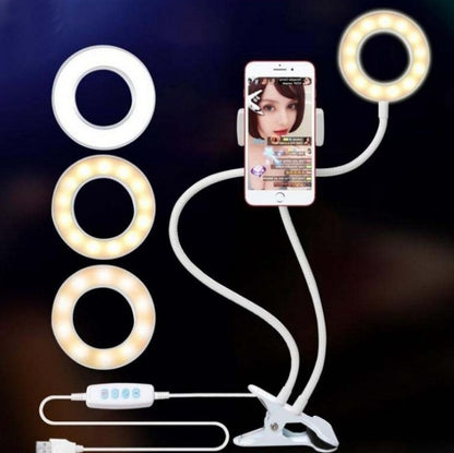 LED Selfie Ring Light with Adjustable 8cm Stand for Perfect Makeup and Live Streaming