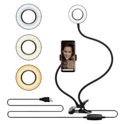 LED Selfie Ring Light with Adjustable 8cm Stand for Perfect Makeup and Live Streaming