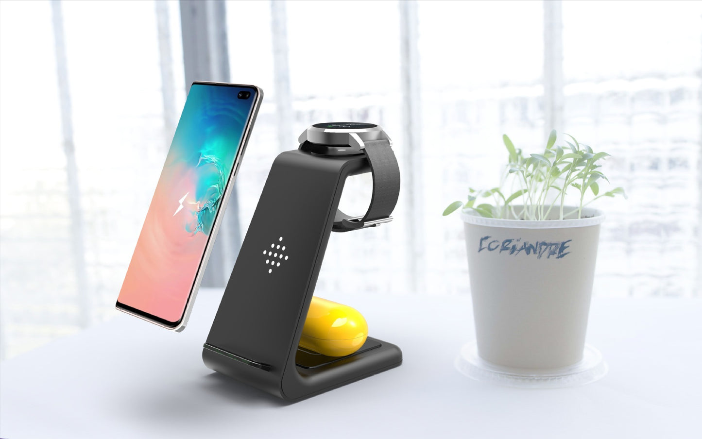 3-in-1 Wireless Fast Charging Station: Streamlined Charger Stand and Phone Holder