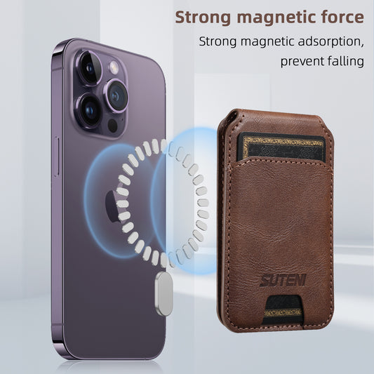 Universal Leather Phone Magnetic Card Holder