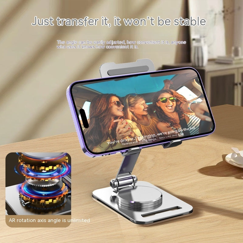 360 Metal Desk Stand: Adjustable 360° Rotating Holder for Phones & Tablets