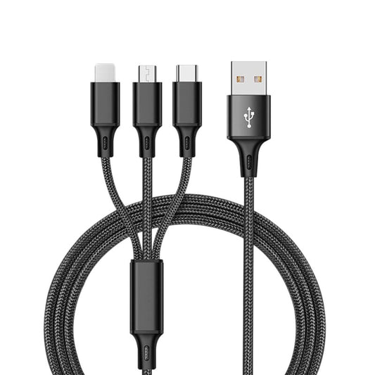 3-in-1 USB Cable: Charge iPhone XS Max XR X 8 7, Android, and USB Type-C Phones