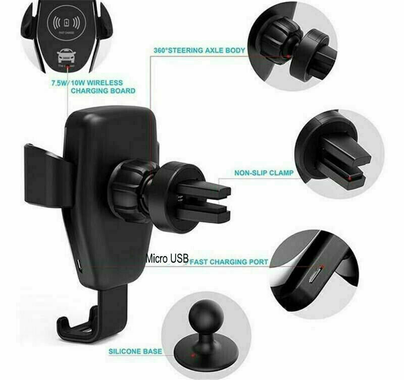 10W QI Wireless Fast Car Charger Mount: Automatic Clamping Stand