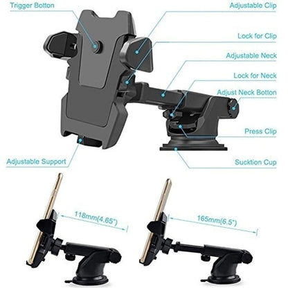 Universal Windshield Car Phone Holder: Adjustable Suction Cup Mount Stand