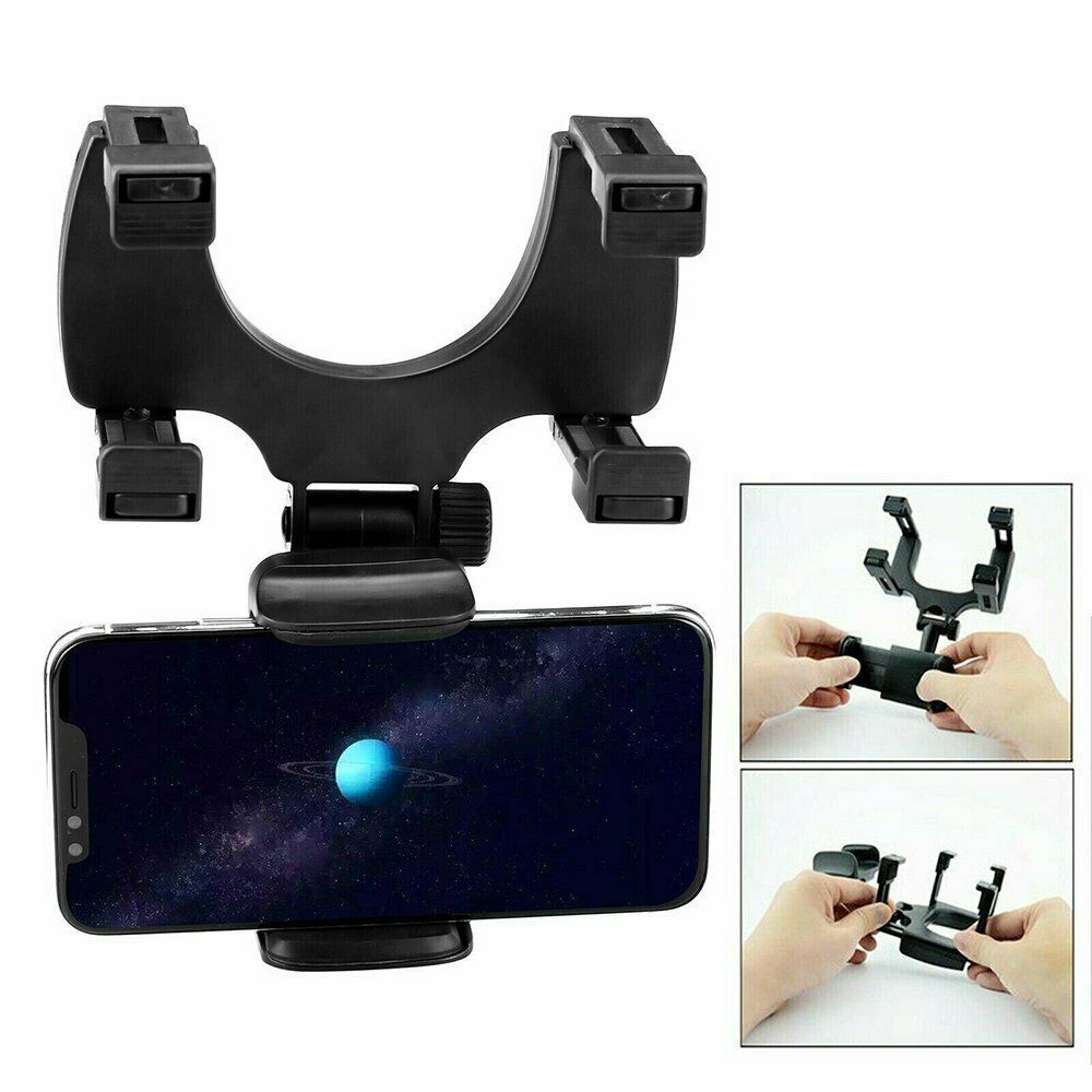 360° Universal Car Rearview Mirror Mount: GPS & Cell Phone Holder