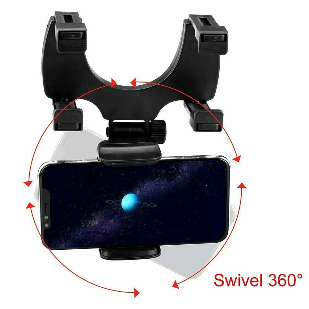 360° Universal Car Rearview Mirror Mount: GPS & Cell Phone Holder